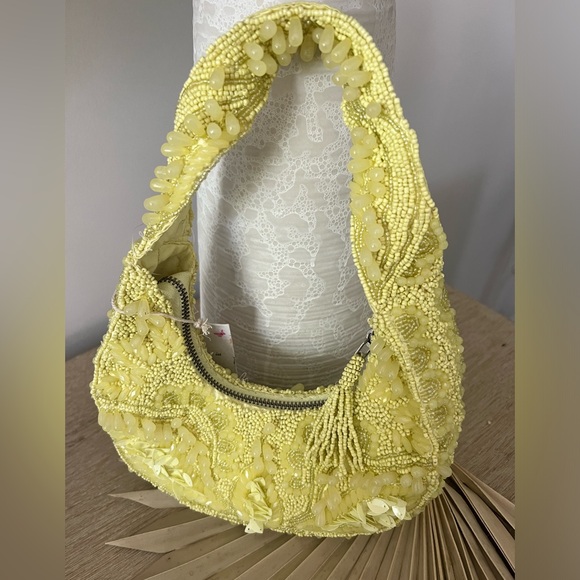 YELLOW MINI VIRAL BEADED BAG, NWT - Picture 3 of 4
